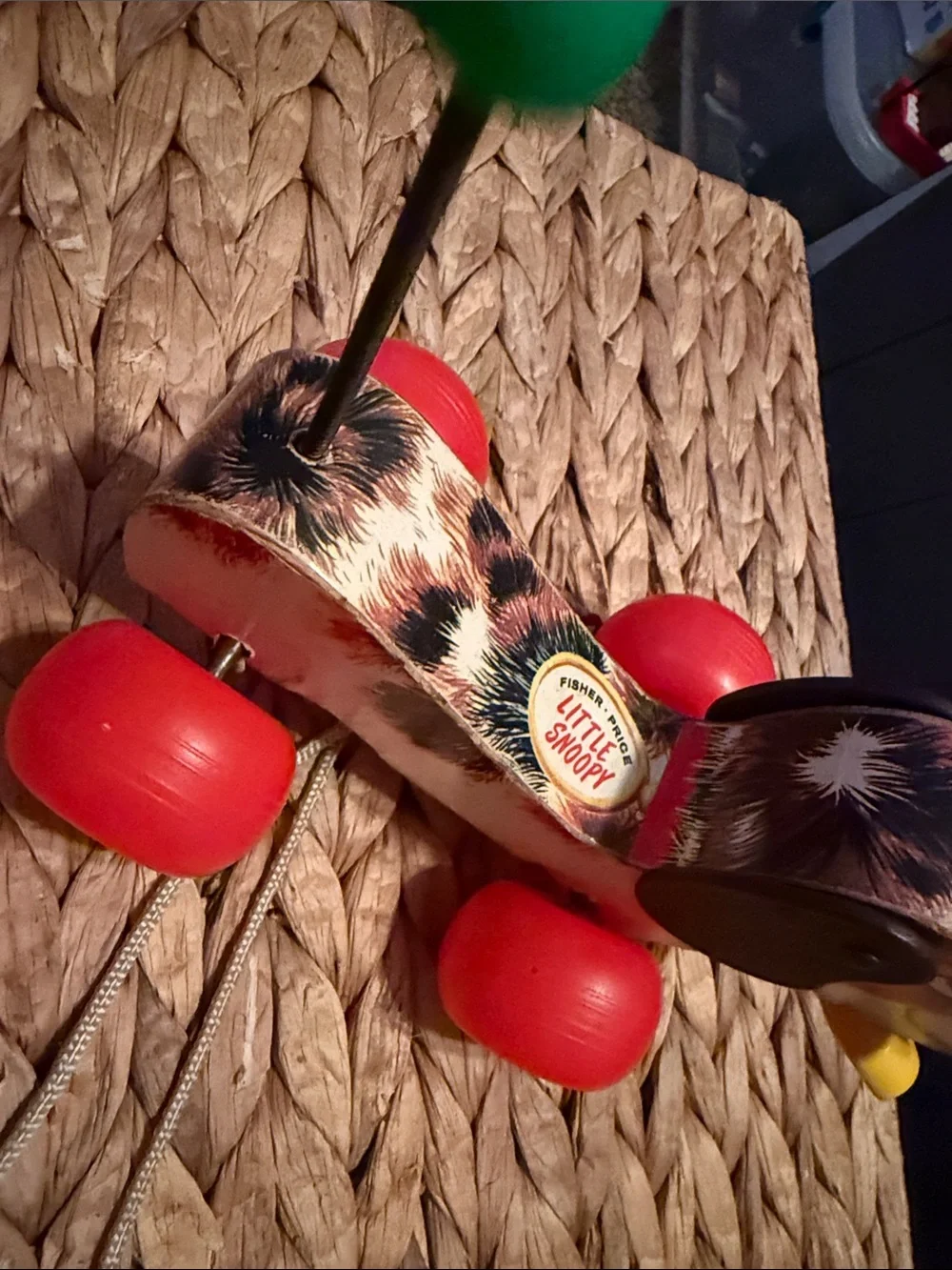 Little Snoopy, Fisher Price pull-along dog, wooden, Vintage Tag-Along